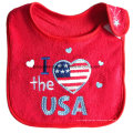 Maßgeschneiderte Cartoon -Logo bestickte Baumwolle Terry Red Customzied Werbemädchen Baby Bib